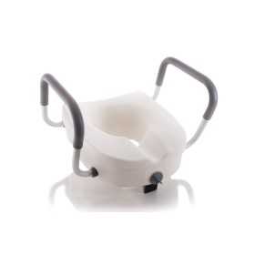 Raised toilet seat with central block and armrests - H 13 cm