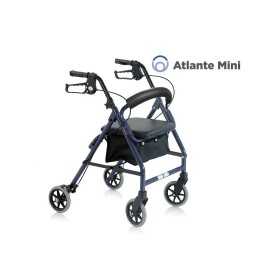 Folding Rollator in Painted Aluminum - 4 Wheels - With Padded Seat - Atlante Mini