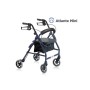 Rollator Rabatabil Din Aluminiu Vopsit - 4 Roti - Cu Scaun Captusit - Atlante Mini