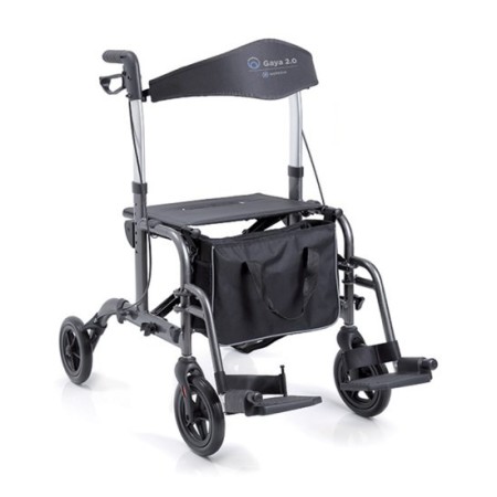 Opvouwbare rollator in gelakt aluminium - 4 wielen - dubbele functie - gaya 2.0