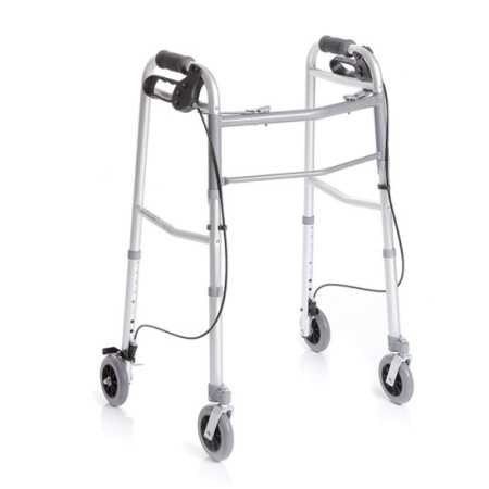 Folding walkers with 4 wheels - hand operated brake