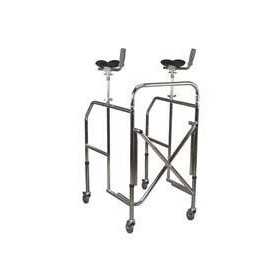 Folding walker with height-adjustable antibrachial support