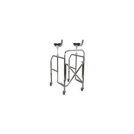Folding walker with height-adjustable antibrachial support