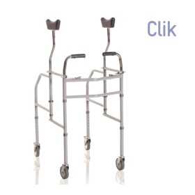 Folding walker with underarm support in painted steel - height-adjustable legs
