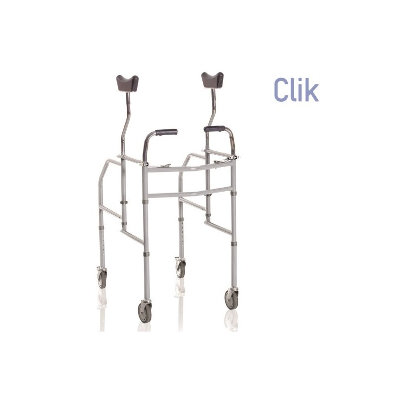 Folding walker with underarm support in painted steel - height-adjustable legs