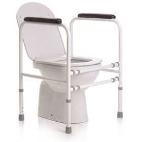 Height-adjustable toilet support in painted steel