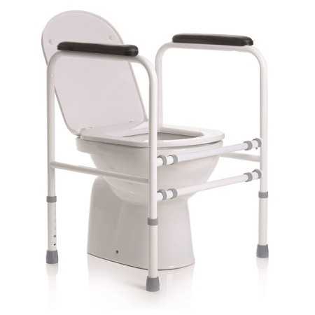 Height-adjustable toilet support in painted steel