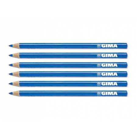 Crayon dermatologique Gima - bleu - pack 6 pièces.