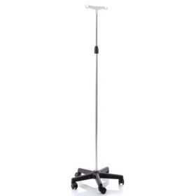 Hypodermoclysis stand in anodized aluminum with 2 hooks, on wheels