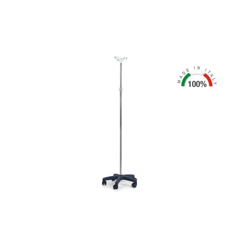 Stojací lampa z nerezové oceli hypodermoclysis - 4 háčky na kolečkách