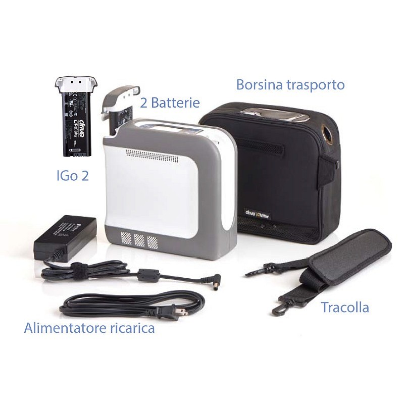 Concentrateur d'oxygène devilbiss igo2 - dose automatique intelligente avec batterie de rechange