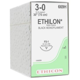 Ethicon Ethilon Monofilament-Nahtmaterial – 3/0 Nadel 24 mm – Packung. 36 Stk.