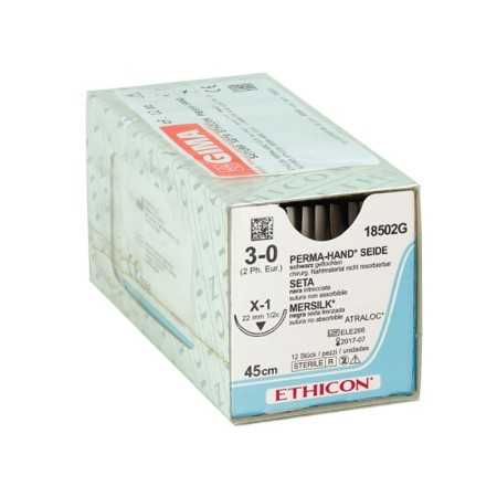 Ethicon Perma-Hand Seidennahtmaterial – 3/0 Nadel 22 mm – Packung. 12 Stk.