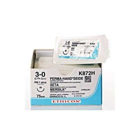 Sutura de seda permanente Ethicon - aguja 3/0 17 mm - pack 36 uds.