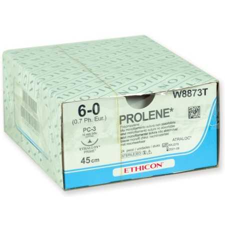 ethicon prolene blue monofilament suture - 6/0 needle 16 mm - pack. 24 pcs.