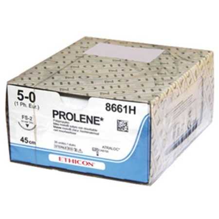 Ethicon Prolene Blue Monofilament-Nahtmaterial – 5/0 Nadel 19 mm FS-2 – Packung. 36 Stk.