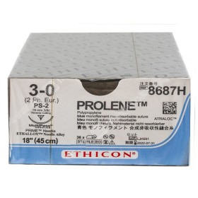 Suture monofilament Ethicon prolene bleu - aiguille 3/0 19 mm ps-2 - paquet 36 pièces