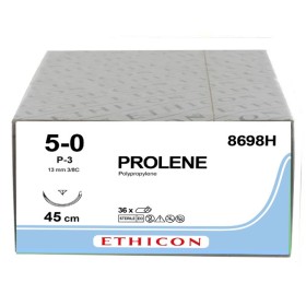 ethicon prolene blue monofilament suture - 5/0 needle 13 mm p-3 - pack. 36 pcs.