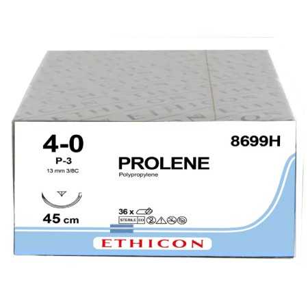 ethicon prolene blue monofilament suture - 4/0 needle 13 mm p-3 - pack. 36 pcs.