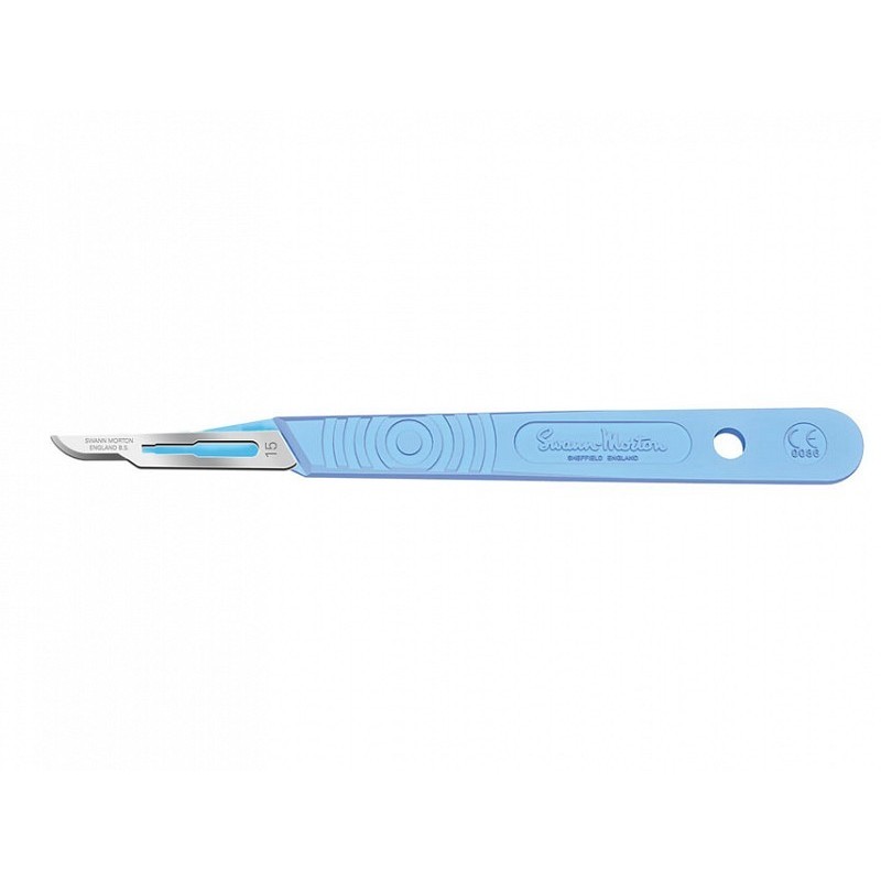 Lame de scalpel swann-morton en acier inoxydable n.15 - stérile - pack 10 pièces.