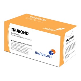 Naht, nicht Arsch. Trubond Stärke 2/0, Kurve 1/2, Nadel 17 mm – 90 cm – grün – Packung. 12 Stk.