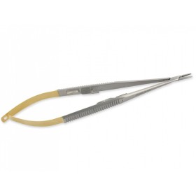 Castroviejo ct curved needle holder - 21 cm - knurled tips