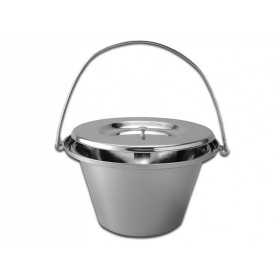 Stainless steel commode basin with lid - 5 litres