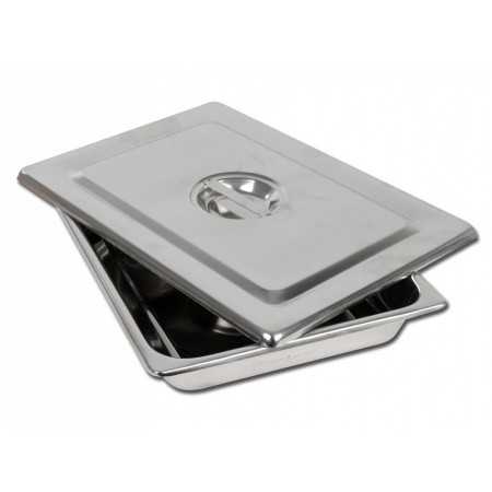 Stainless steel tray+lid 355x254x50 mm