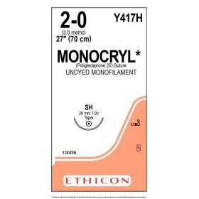Suture résorbable en 91-119 jours Ethicon Monocryl Y417H - 2/0 aiguille 26 mm - 1 pc.