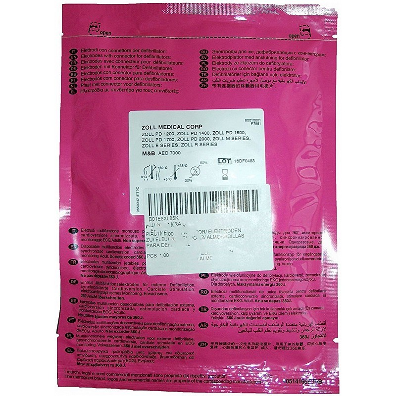 Eletrodos para desfibrilador zoll - adulto - 1 par f7951