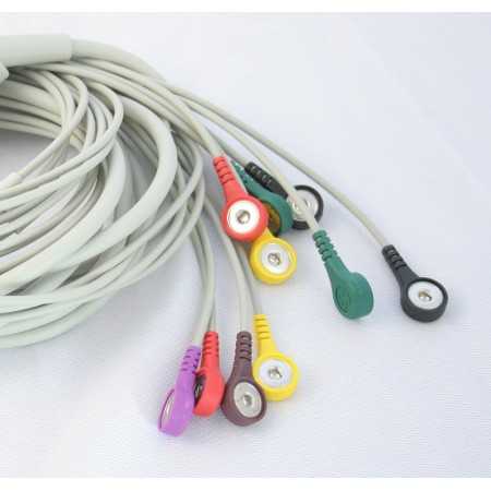 10 wire IEC patient cable with button for Cardioline 100S and 100L ecg