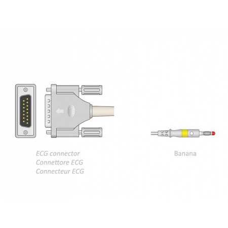 EKG-Patientenkabel 2,2 m – Banane – kompatibel mit Bionet, Spengler, andere