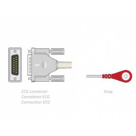 EKG-Patientenkabel 2,2 m – Snap – kompatibel mit Bionet, Spengler, andere