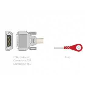 ECG patient cable 2.2 m - snap - compatible biocare, edan, nihon, others