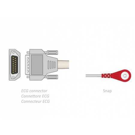 ECG patient cable 2.2 m - snap - compatible biocare, edan, nihon, others