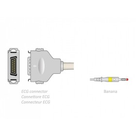 Ecg patient cable 2.2 m - banana - compatible with fukuda denshi
