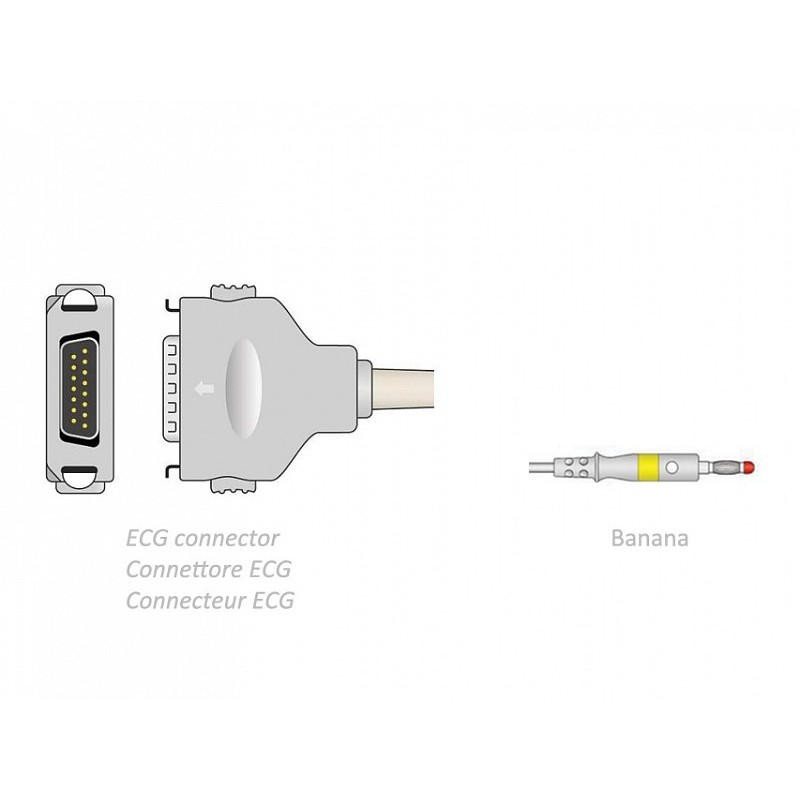 Ecg patient cable 2.2 m - banana - compatible with fukuda denshi