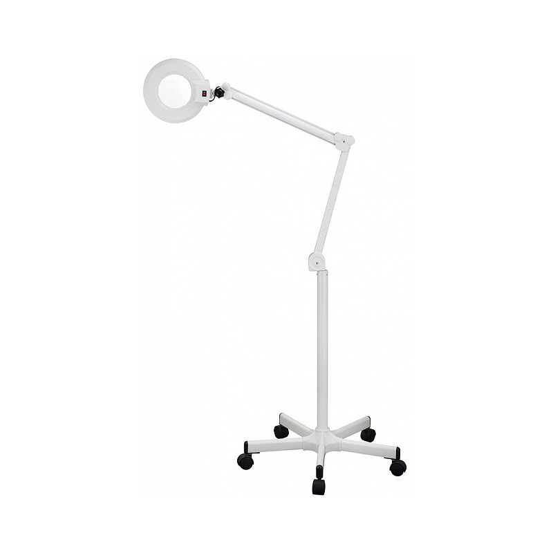 Lampe mit lupe auf ständer mit rädern