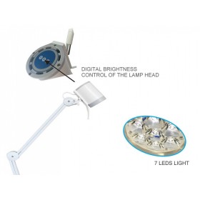 Lampa hyridia z 7 diodami led z ramieniem pantografu - na wózku