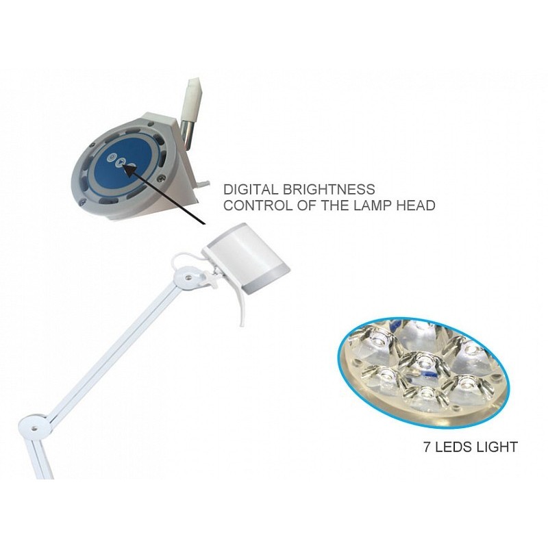 7 led hyridia lamp with pantograph arm - on trolley