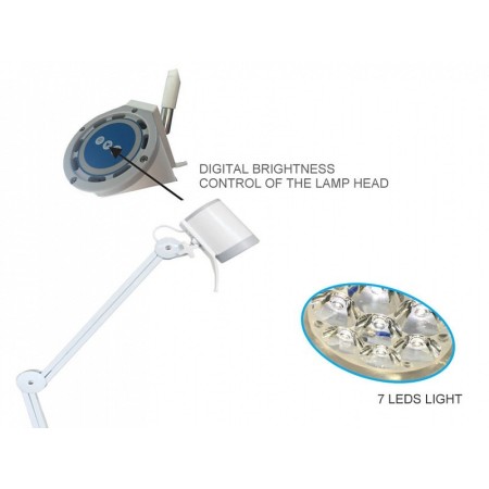 Lámpara hyridia con 7 leds con brazo de pantógrafo - en carro