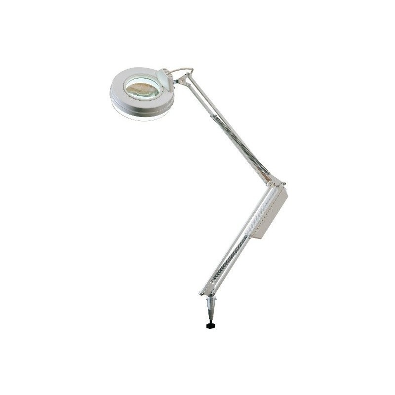 Lampada con lente biconvessa e lampadina fluorescente - lente circolare 3dt - braccio lungo