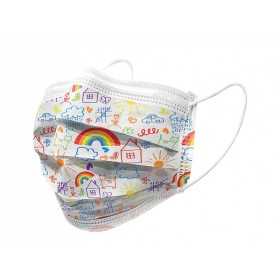 Gisafe 98% filtering surgical mask 3-ply type iir with elastics - pediatric - cartoon - flowpack - pack of 10 pcs.
