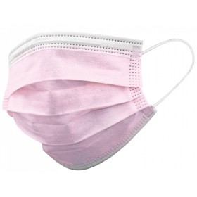 Gisafe Masque Chirurgical Filtrant 98% 3 plis Type IIR avec Bandes Élastiques - Adultes - Rose - Flowpack - Paquet de 10 pcs.