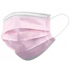 Gisafe 98% filtering surgical mask 3-ply type iir with elastics - adults - pink - flowpack - pack of 10 pcs.