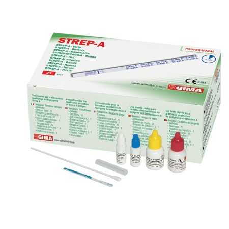 Strep-A-Test – Streptokokken – Streifen – Packung. 25 Stk. (EX MM24523)