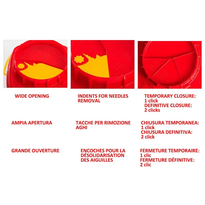 Contenedor de residuos de objetos punzantes cs line - 2 litros - pack 60 uds.
