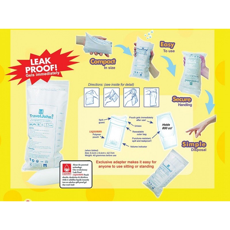 Traveljohn portable toilet - 800 cc - pack. 3 pcs.