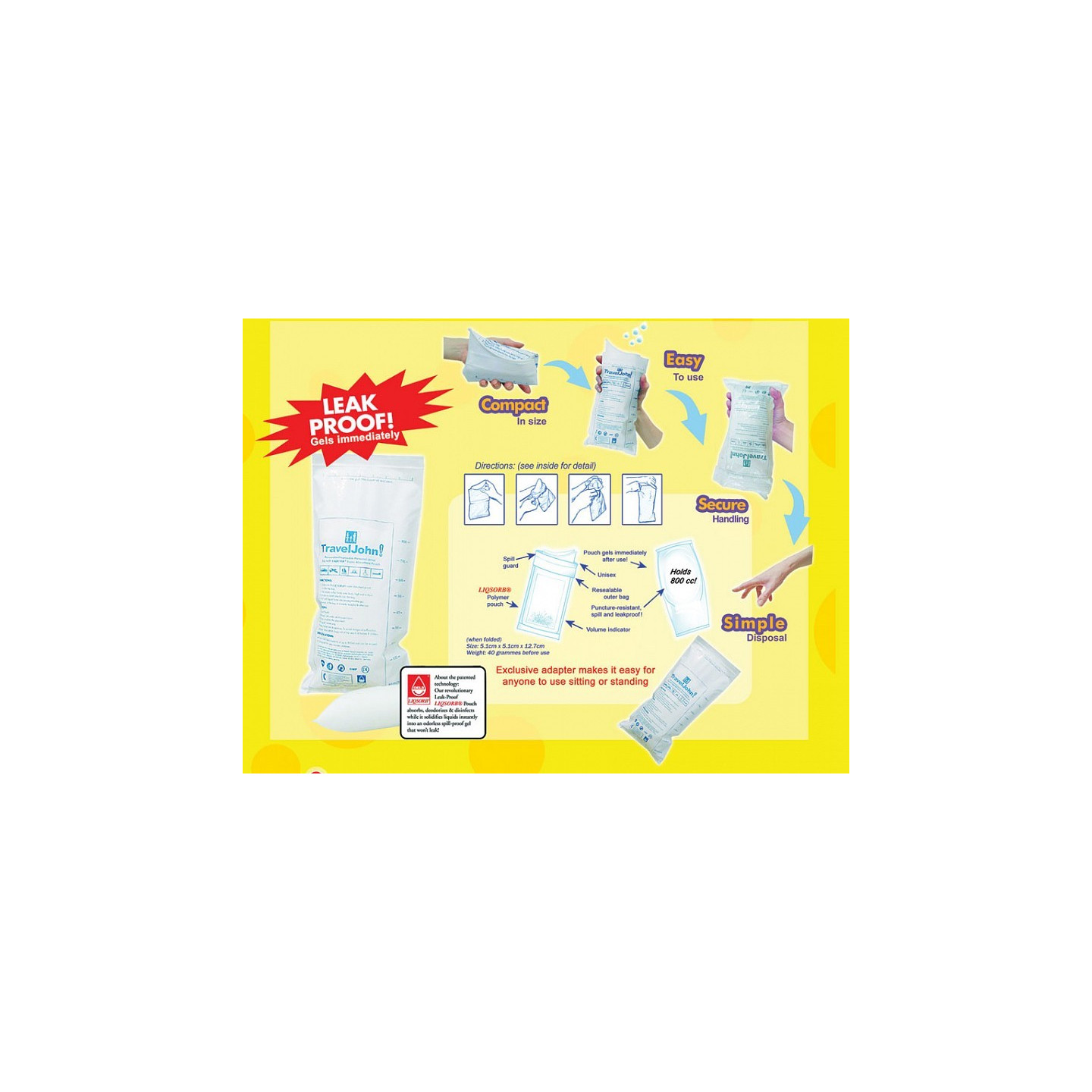 Traveljohn mobile toilette - 800 cc - packung 3 stk.