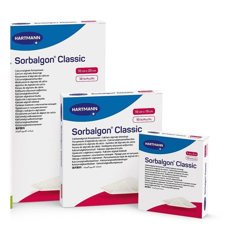 Sorbalgon calciumalginaat steriel verband 10 cm x 10 cm - 10 stuks